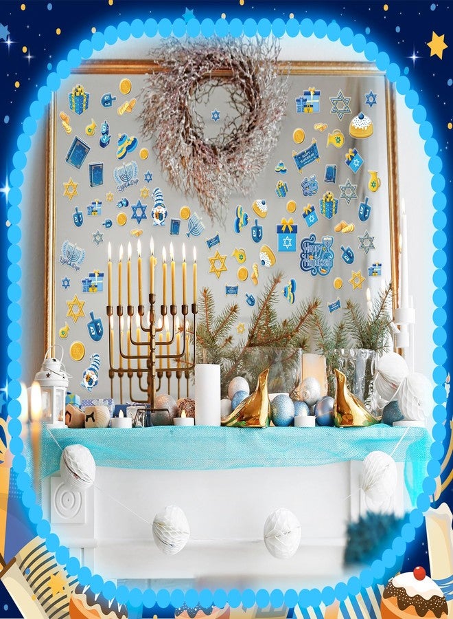 Tellingyou 78 Pcs Hanukkah Window Gel Clings Chanukah Thick Gel Clings Hanukkah Menorah Dreidel Window Decals Stickers Removable Reusable Menorah Window Clings for Adult Home Party Supplies Decor - Image 3